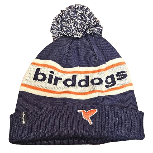 Birddogs Other - NWOT Birddogs Navy Branded Pom Beanie Hat Toboggan Stocking Knit